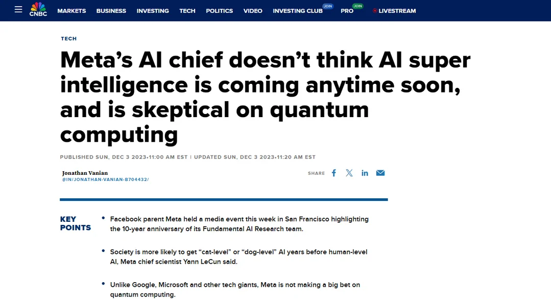 https://www.cnbc.com/2023/12/03/meta-ai-chief-yann-lecun-skeptical-about-agi-quantum-computing.html