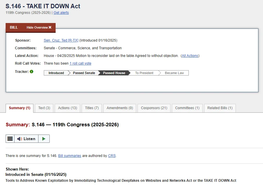 https://www.congress.gov/bill/119th-congress/senate-bill/146