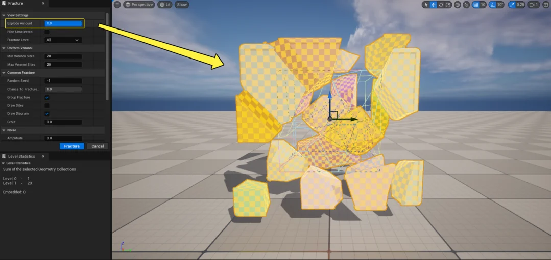 Fracture 설정 예시: https://dev.epicgames.com/documentation/en-us/unreal-engine/destruction-quick-start